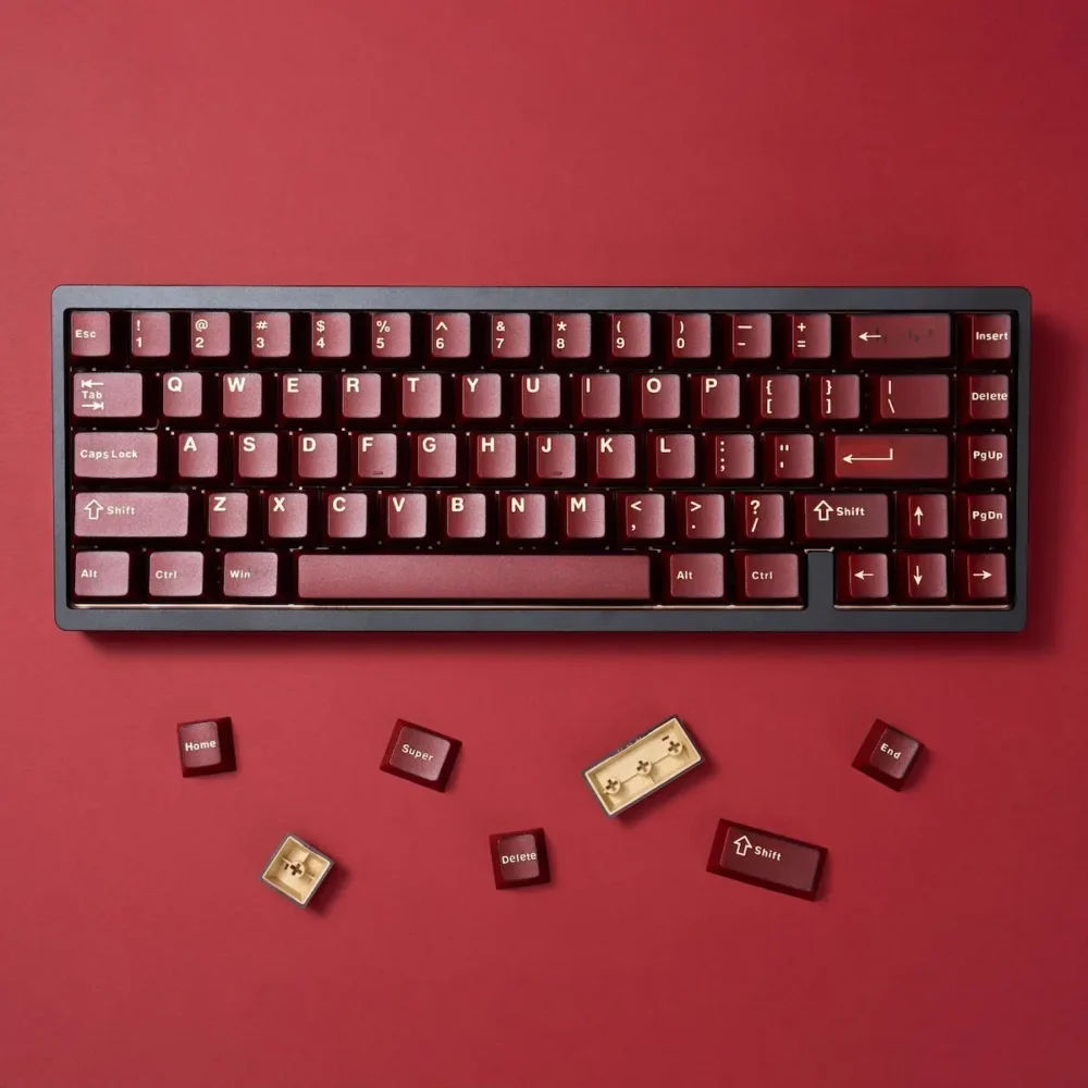 PYGA Red Translucent Keycaps 120 Keys OEM Profile Double Shot ABS Keycap Set - Image 2